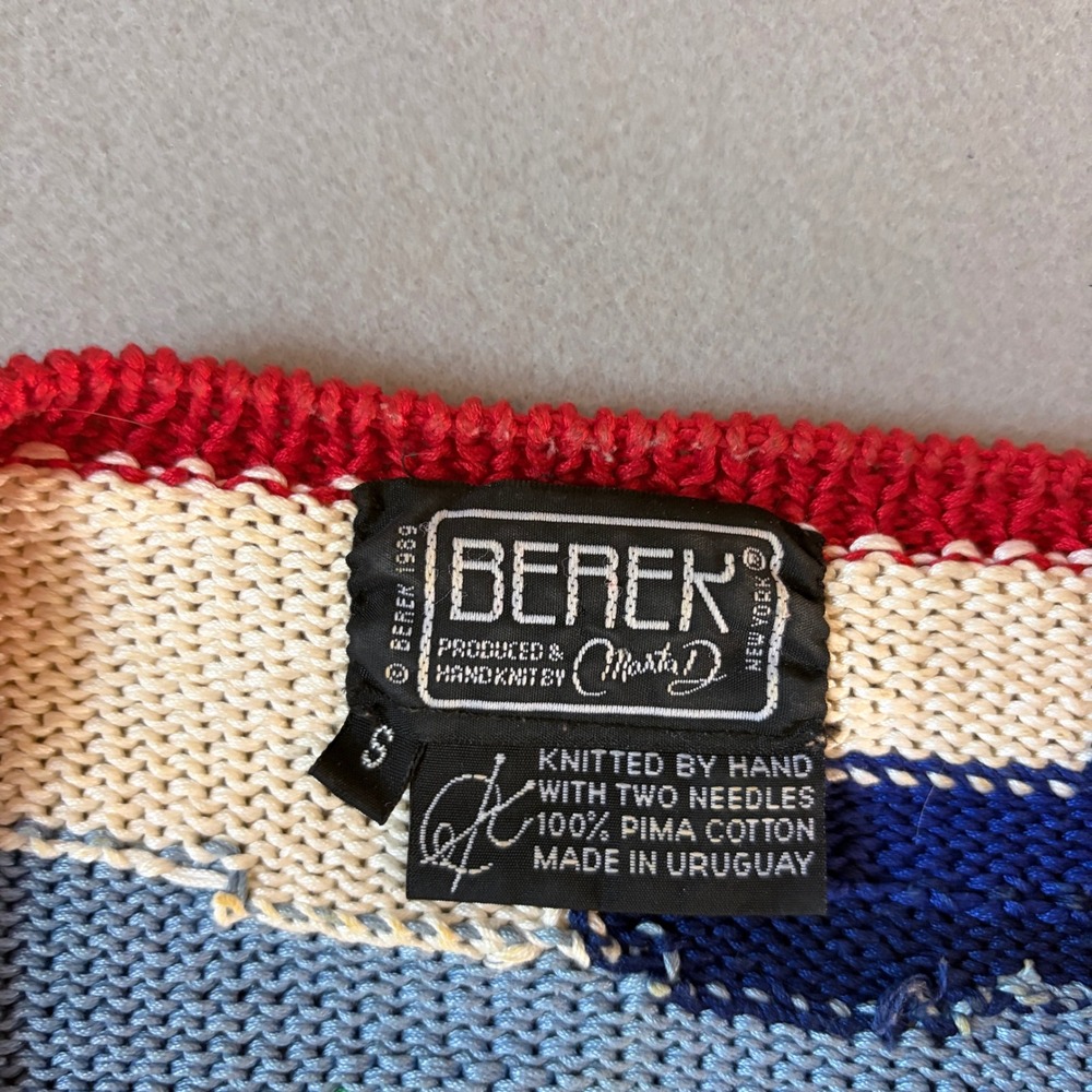 Vintage 1989 Berek Oklahoma Hand Knit Pima Cotton Cardigan Sweater Women Small - Picture 3 of 5